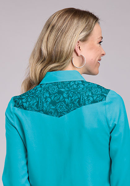 Stetson Women's Turquoise Tooled Floral Western Shirt