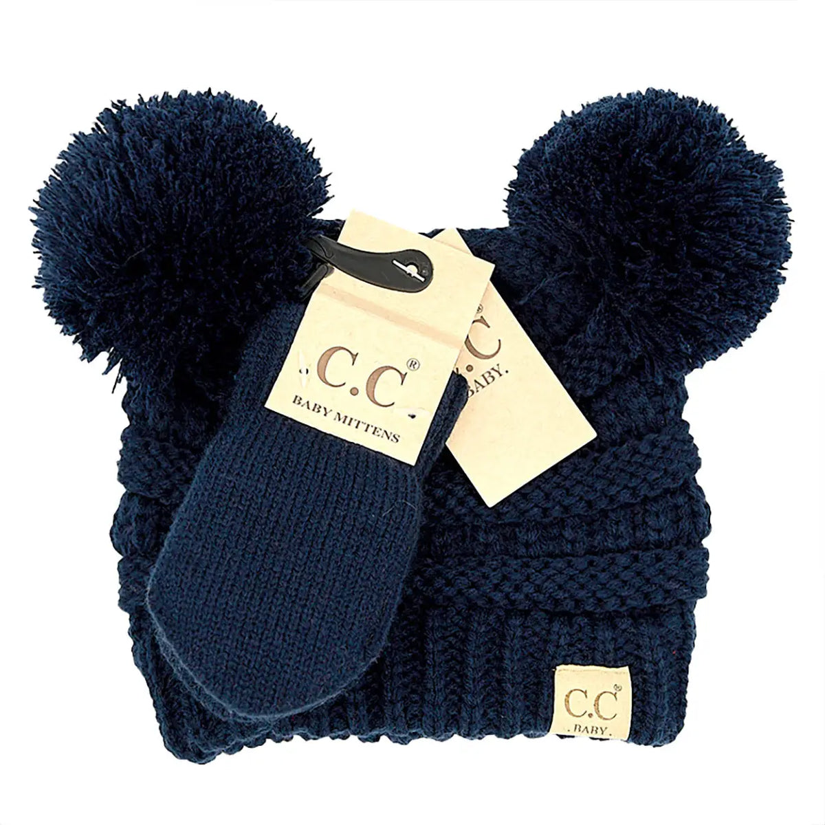 C.C Beanie BABY Pom Pom Beanie and Mittens Set