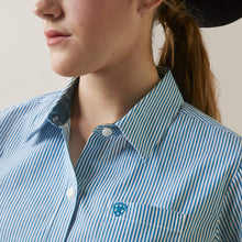 Load image into Gallery viewer, Ariat Women&#39;s Crystal Teal Stripe Kirby Western Shirt
