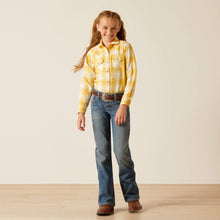 Load image into Gallery viewer, Ariat Girl&#39;s Yellow Plaid Cactus Dobby Western Shirt
