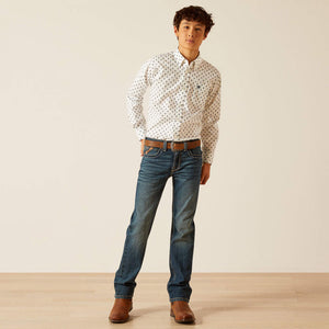 Ariat Boy's White Cactus Parker Western Shirt