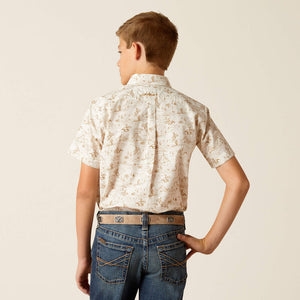 Ariat Boy's Tan Edison Short Sleeve Western Shirt