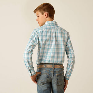 Ariat Boy's Pro Series Blue Plaid Edward Western Shirt