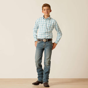 Ariat Boy's Pro Series Blue Plaid Edward Western Shirt