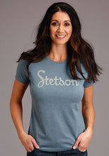 Load image into Gallery viewer, Stetson Women&#39;s Slate Blue Stetson Logo T-Shirt

