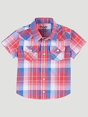 Wrangler Boy's Toddler Red Cherry Plaid Western Shirt