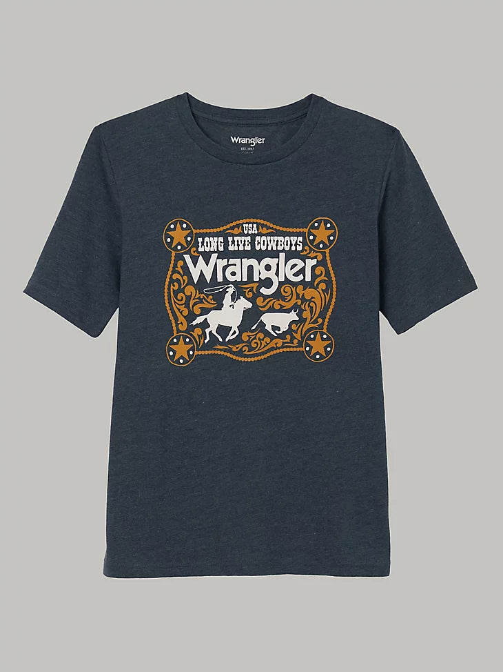 Wrangler Boy's Heather Navy Buckle Graphic T-Shirt