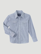 Load image into Gallery viewer, Wrangler Boy&#39;s Faded Black Pinstripe Western Shirt
