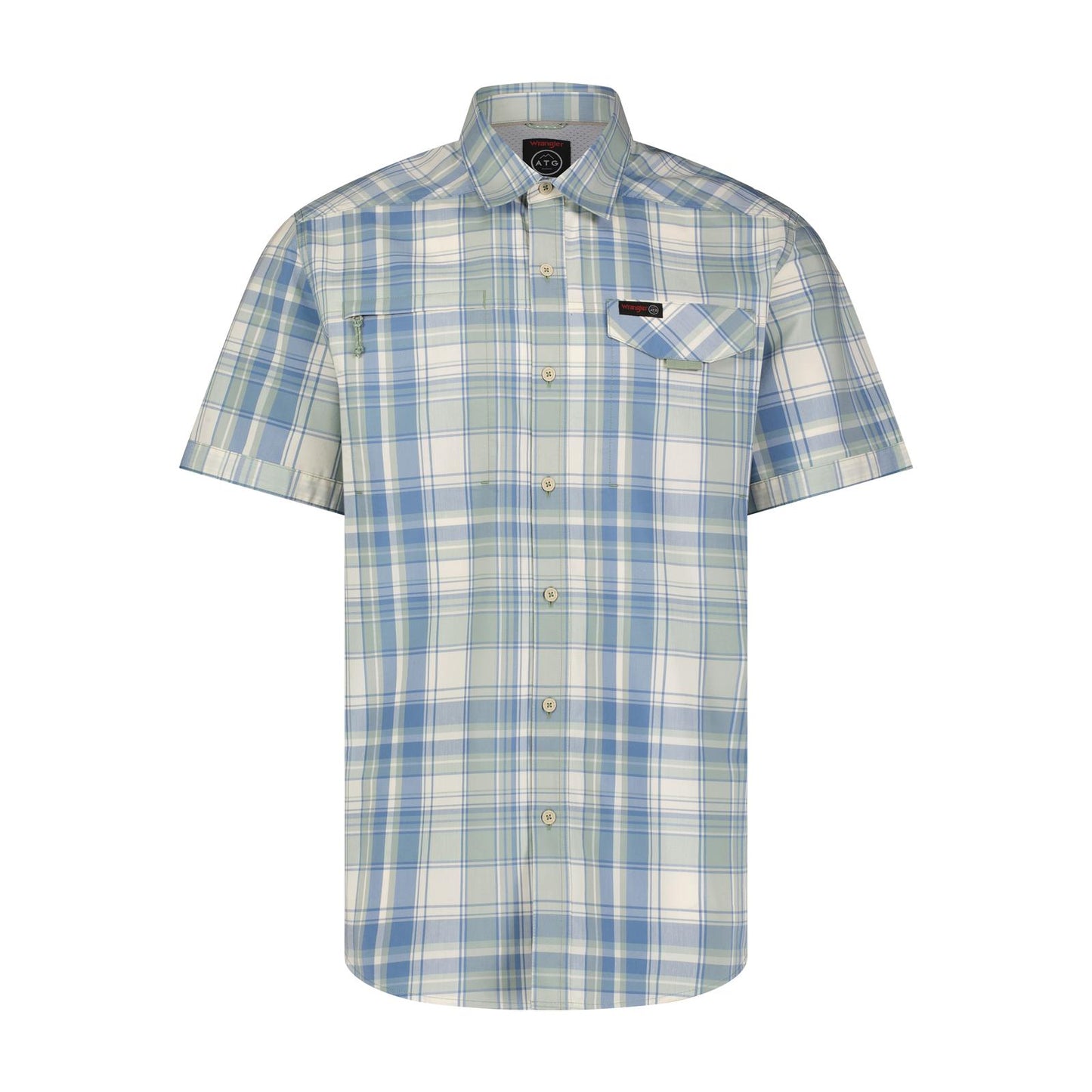 Wrangler Men's Iceberg Plaid ATG Short Sleeve Western Shirt