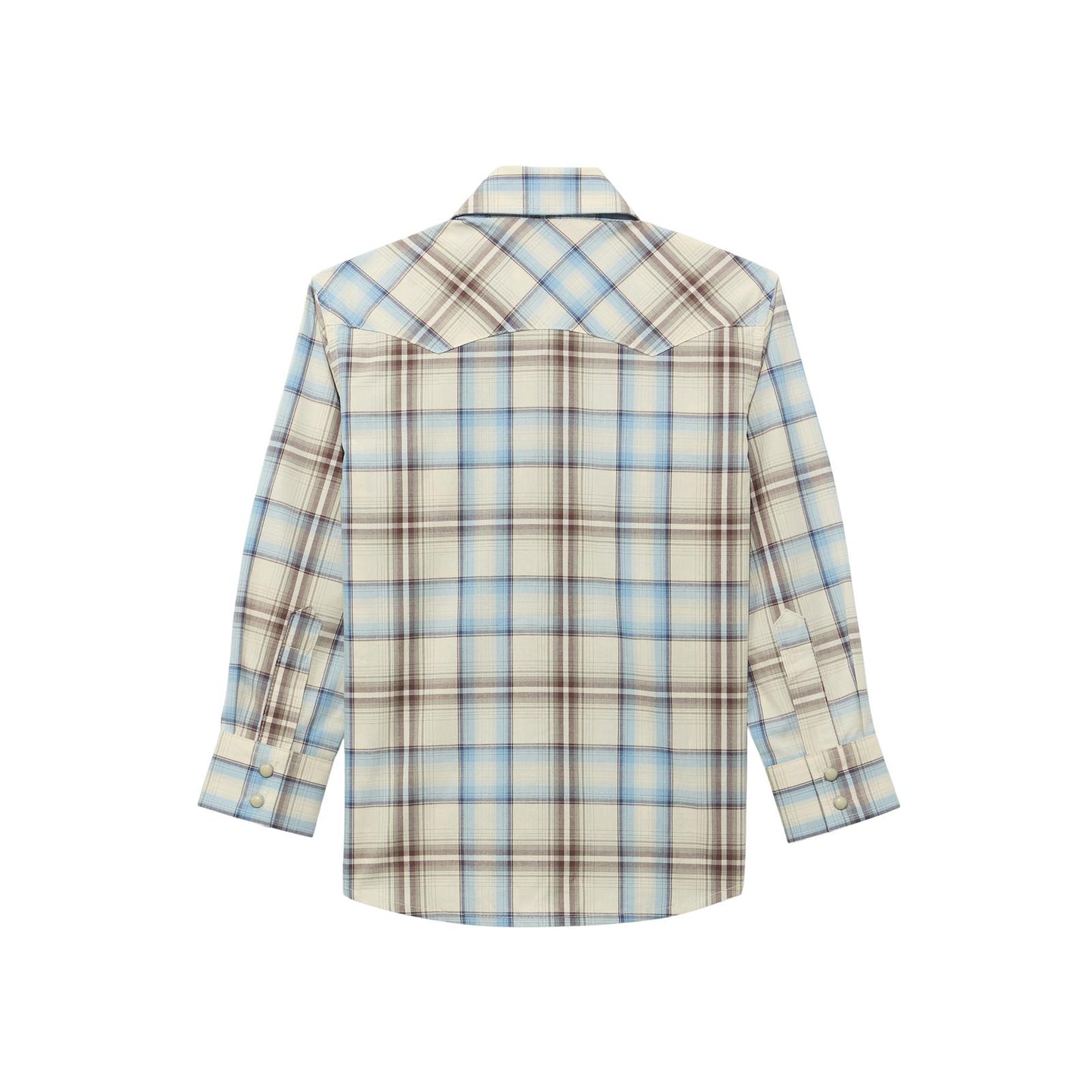 Wrangler Boy's Retro Ecru/Blue Plaid Western Shirt