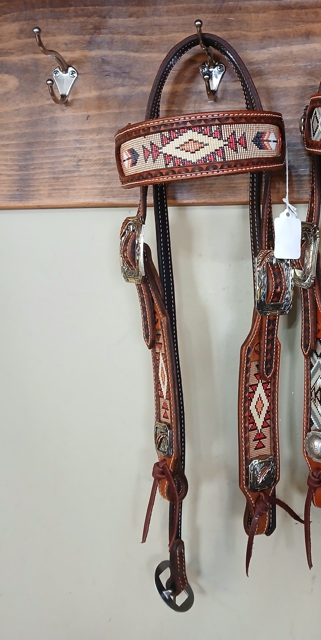 Rafter S. "Southwest Red/Tan Beaded" Browband Headstall