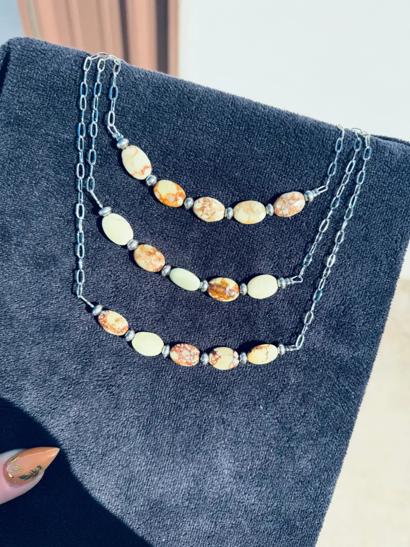 15’’ Lemon Turquoise & Pearl Necklace Jewelry