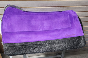 SaddleRight Saddle Pad 32" x 29" - Purple Suede & Black Floral