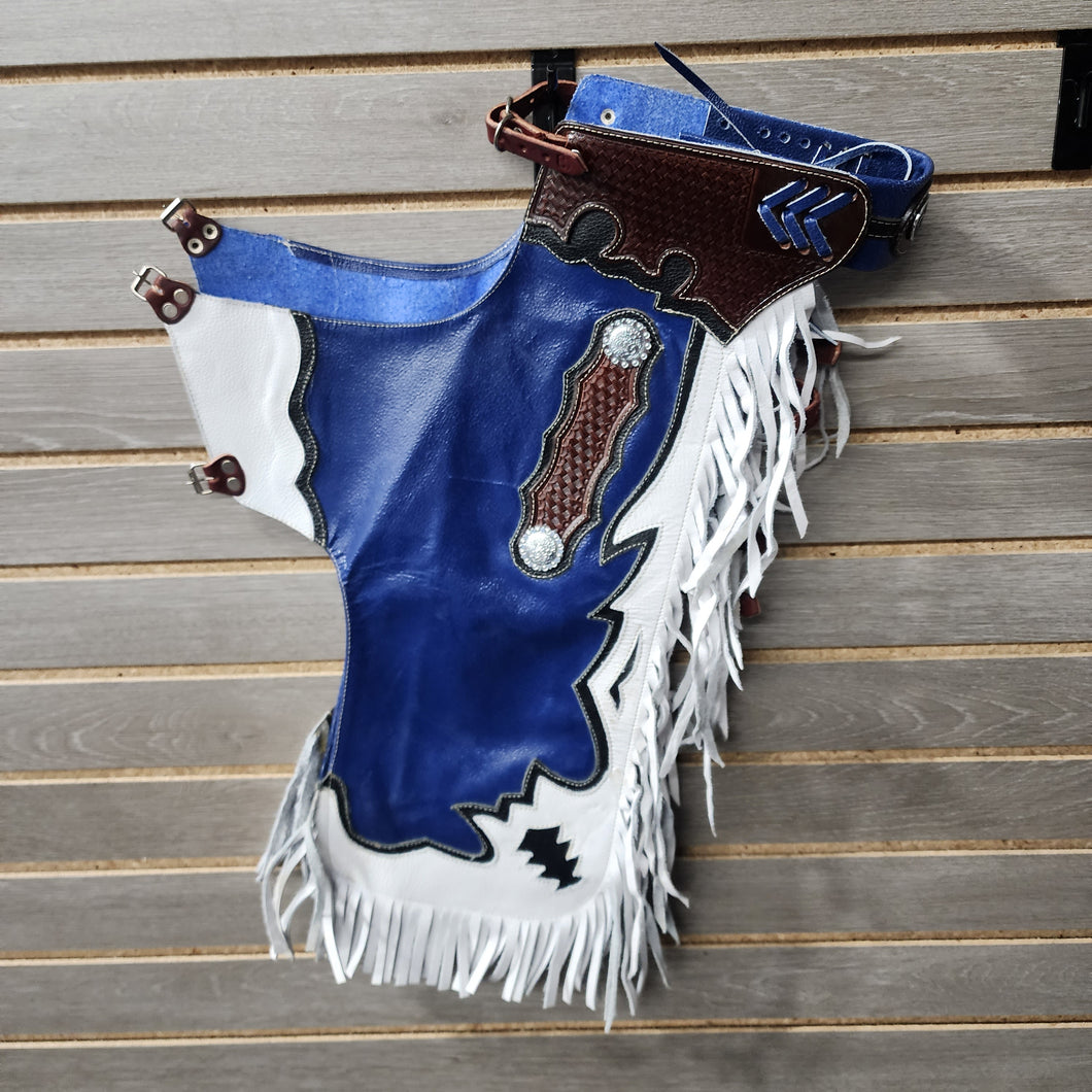 Jerry Beagley Child Rodeo Chaps/Chinks - Blue and White