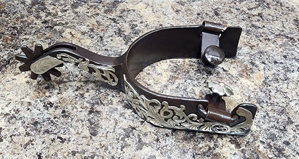 CST Floral Mounted Cutter Men's Spurs Leanin' Pole Arena