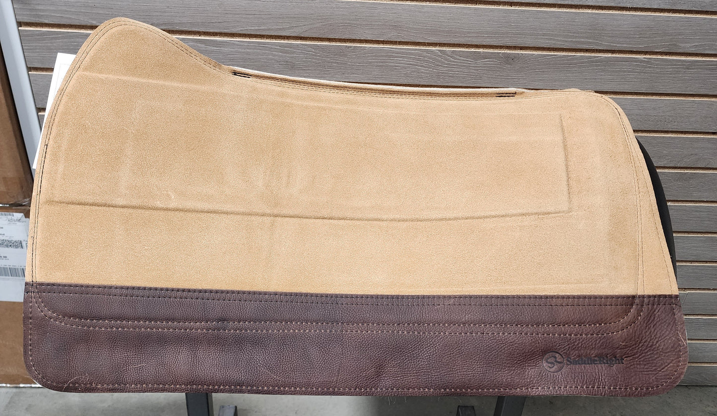 SaddleRight Legacy Saddle Pad 30" x 32" - Taupe Suede & Chocolate Grizzly