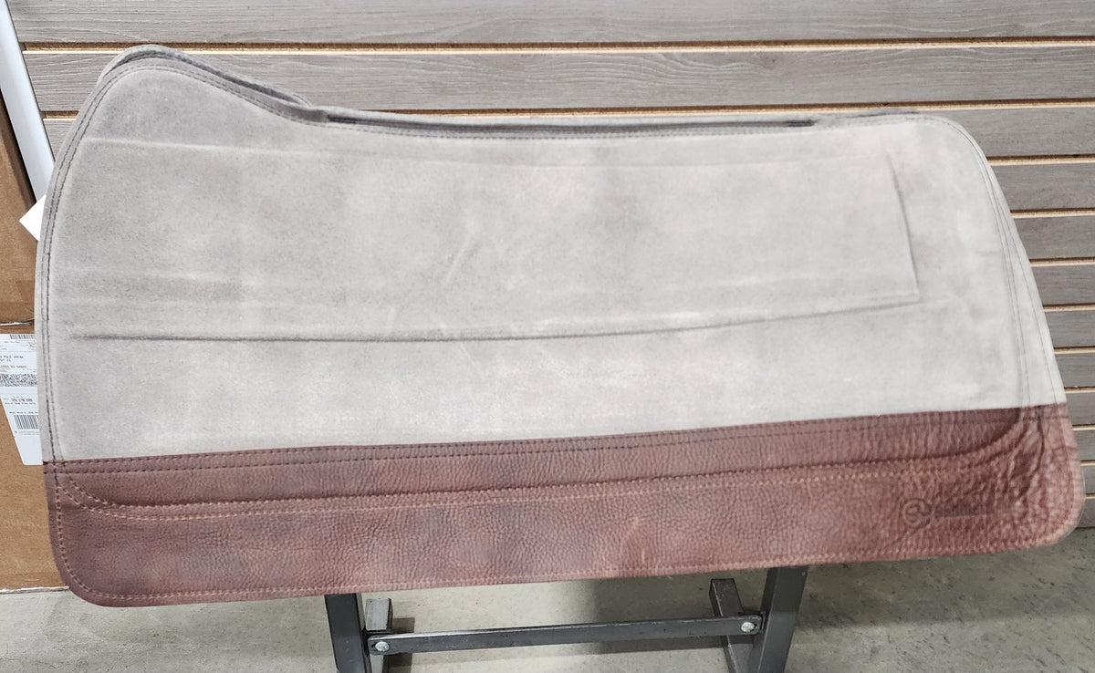 SaddleRight Saddle Pad 32" x 32" - Dark Gray Suede & Chocolate Grizzly