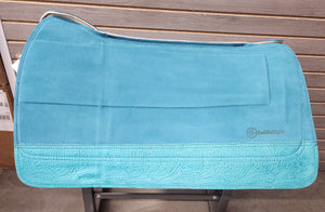 SaddleRight Saddle Pad 32" x 29" -  Teal Suede & Turquoise Floral