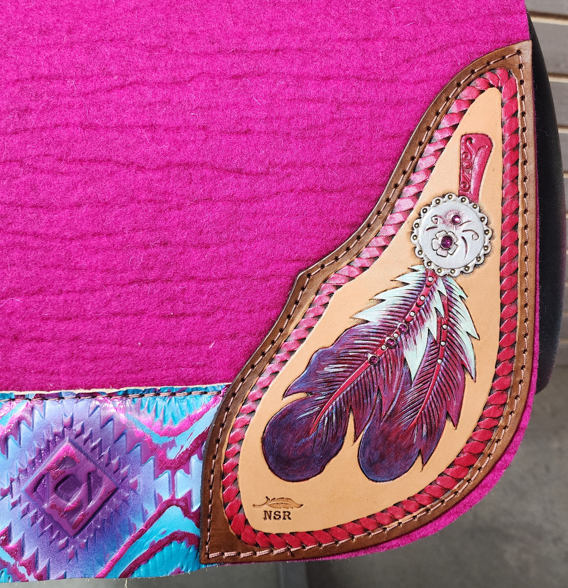 5 Star Limited Edition Saddle Pad "The Aztec Plumas" Leanin' Pole Arena