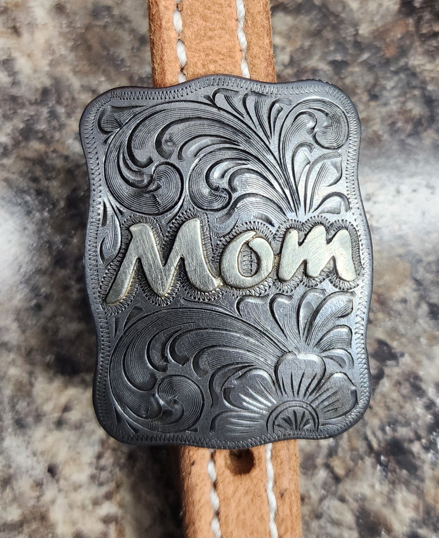 Cowperson Tack Browband Roughout Headstall - "Mom" Buckle