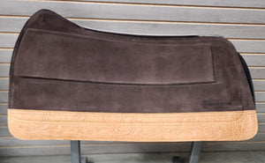 SaddleRight Legacy Saddle Pad 30" x 30" - Chocolate Suede & Tan Floral
