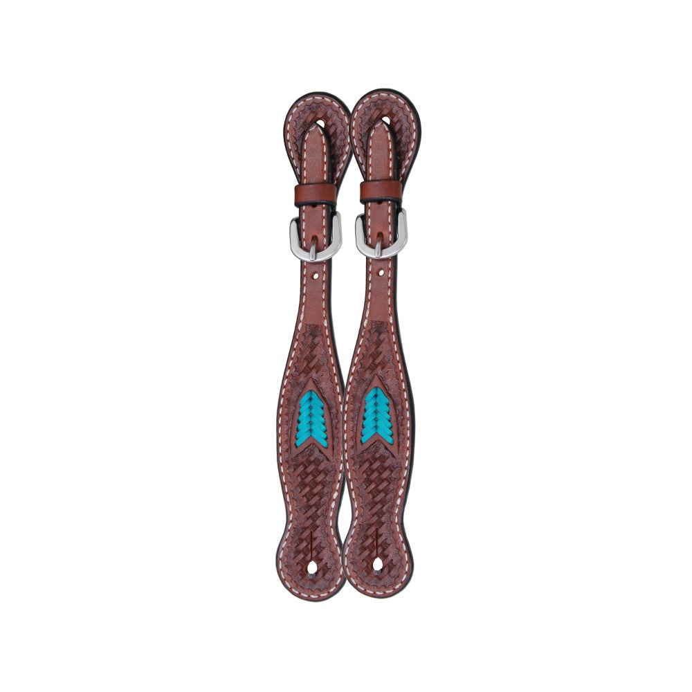 Oxbow Ladies' Spur Straps - Turquoise Rawhide