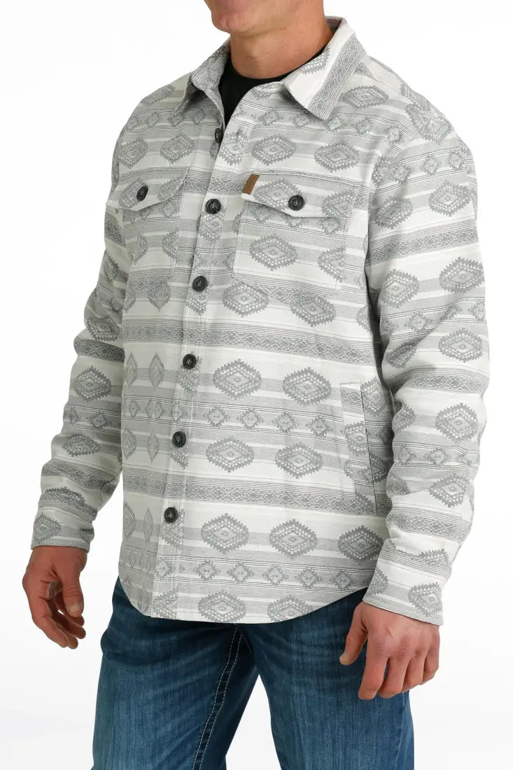 $25: Cinch Men’s Cream Jacquard Shirt Jacket Sale Men’s Jacket