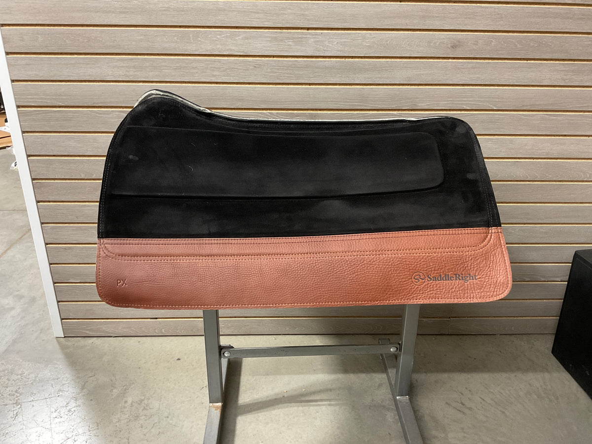 SaddleRight Phoenix Saddle Pad 32" x 34" - Black Suede & Mahogany Grizzly