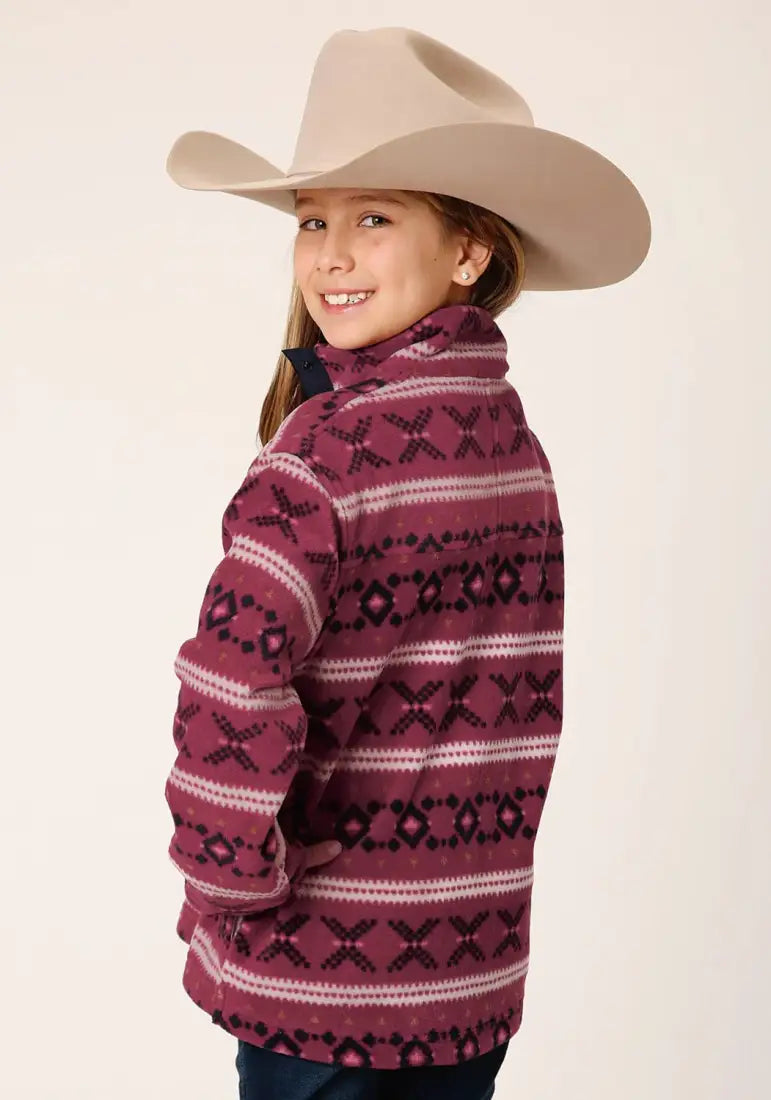 +40% : Roper Girl’s Rusty Red Aztec Fleece Pullover Sale Girl’s Pullover