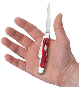 Case Dark Red Bone Peach Seed Jig Medium Stockman Knife