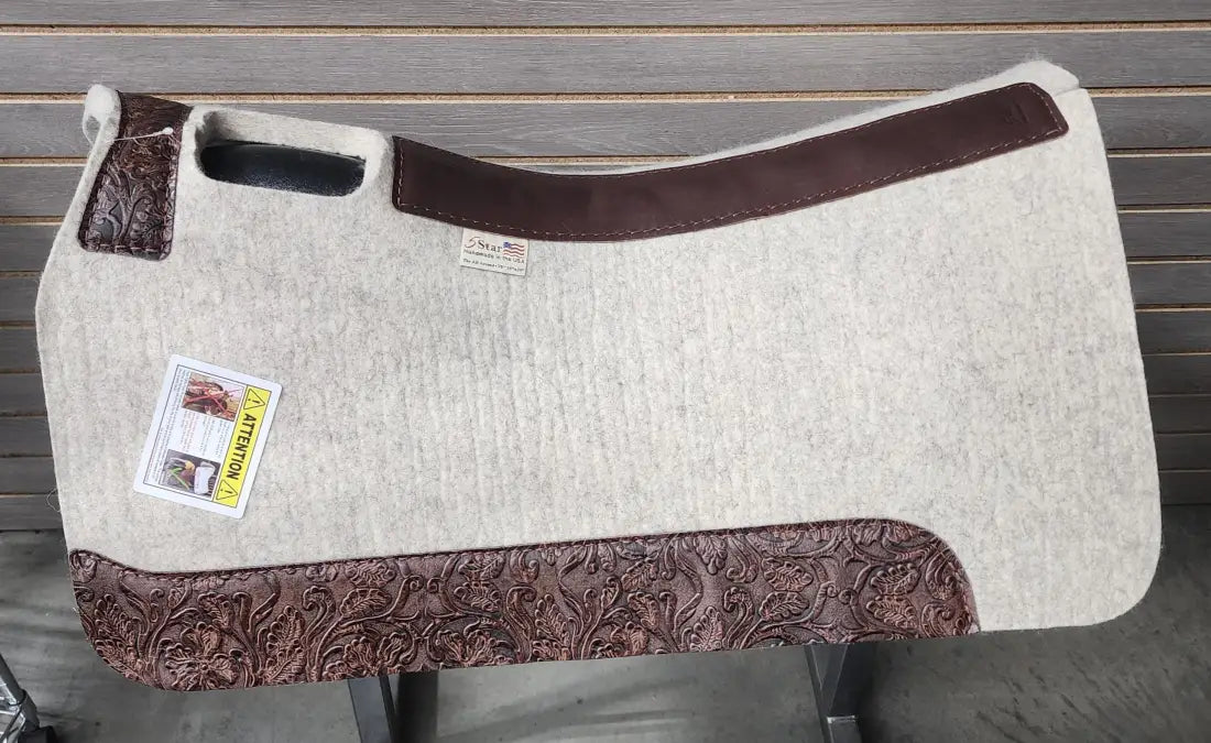 5 Star All Around Saddle Pad (Multiple Options Available) 30X30 7/8’’ Natural w/ Brown Cowboy Tool Wear Leather / 30’’