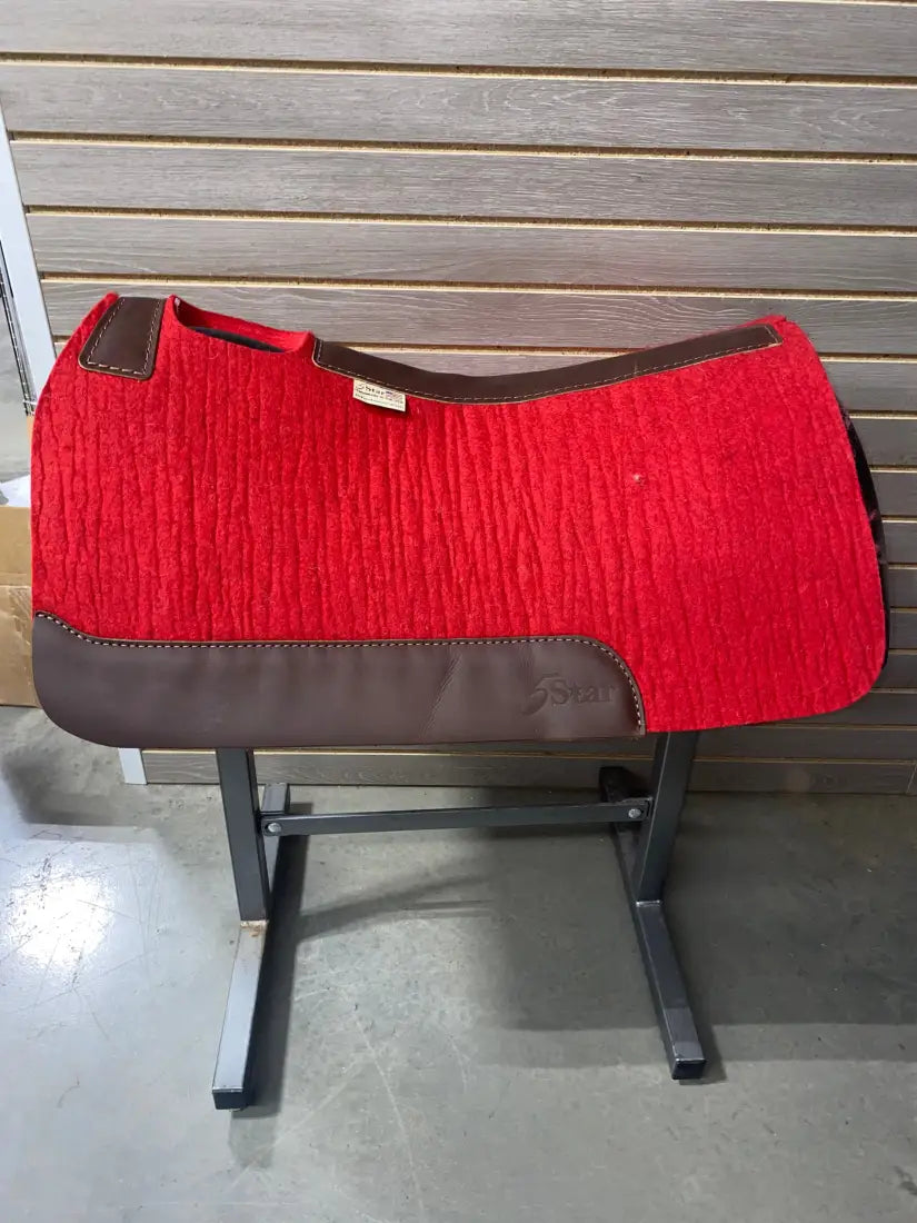 5 Star Barrel Racer Saddle Pad (Multiple Options Available) 30X28 7/8’’ Dark Red w/ Plain Wear Leathers / 30’’ X 28’’