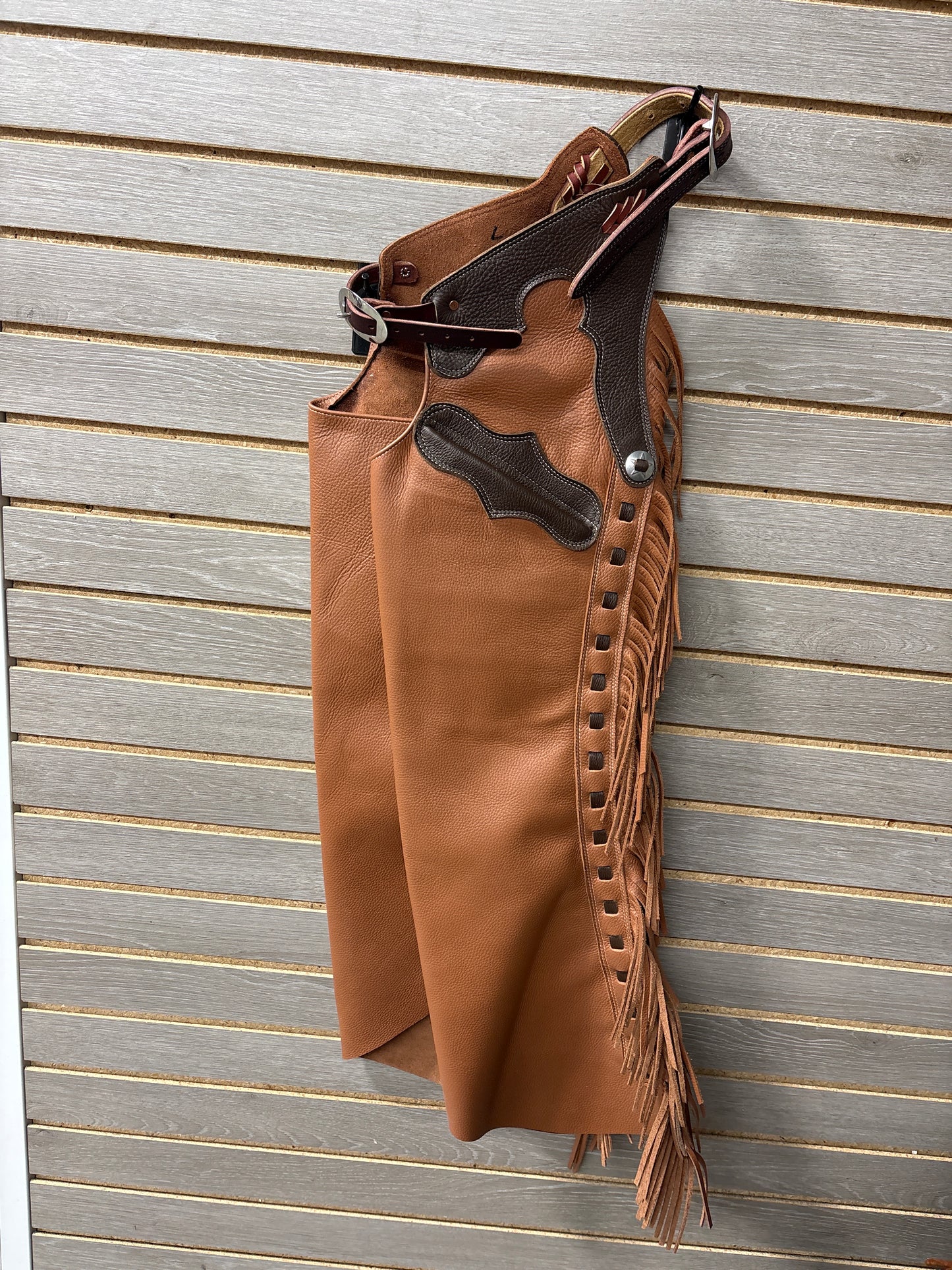 Rockin' Y Youth Leather Shotgun Step-in Chaps
