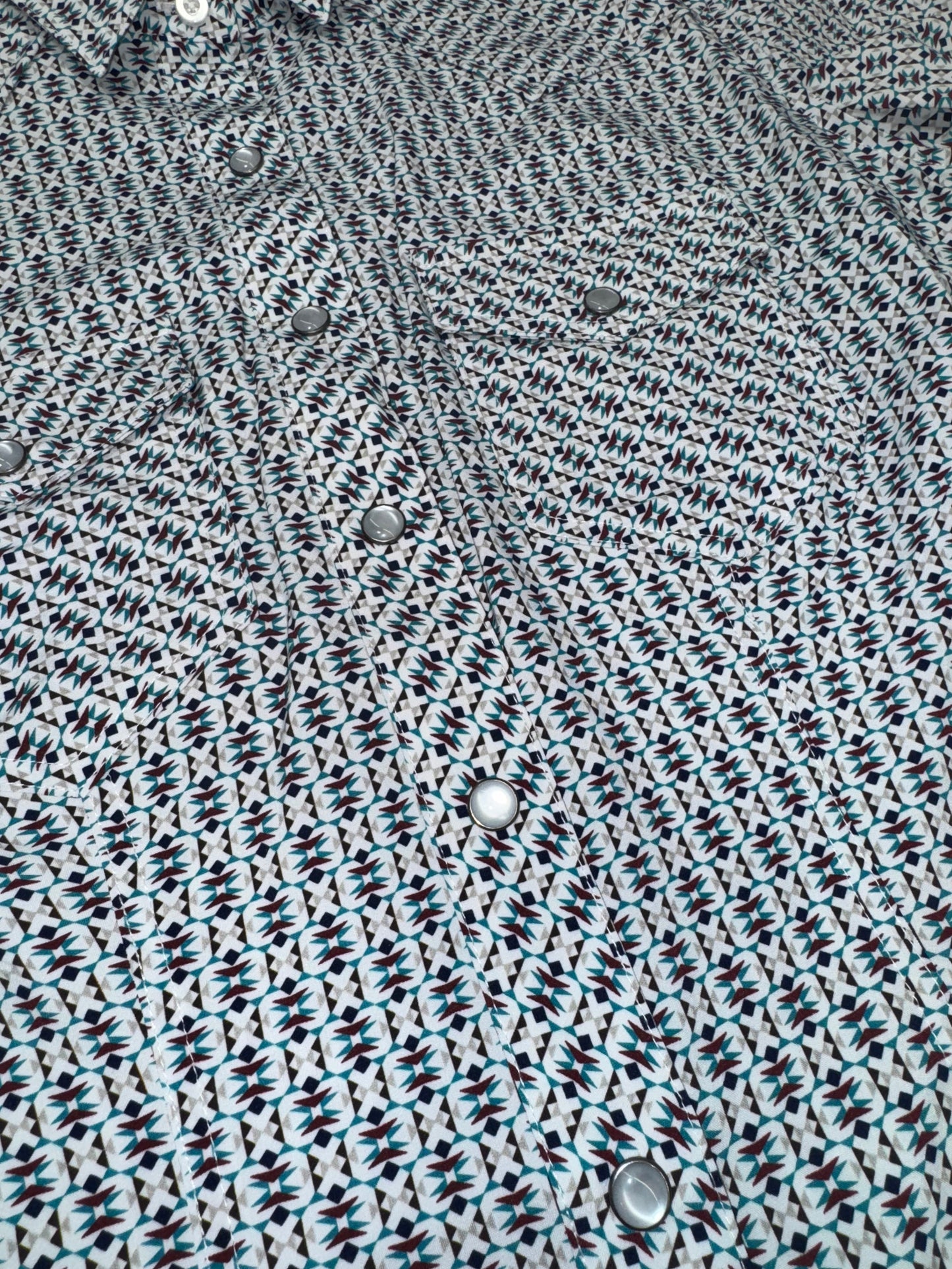 Panhandle Women's Performance Aqua & Maroon Aztec Western Shirt