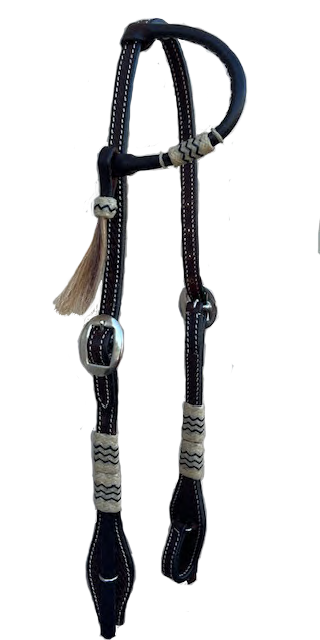 CST One Ear Headstall - Chocolate with Braided Rawhide