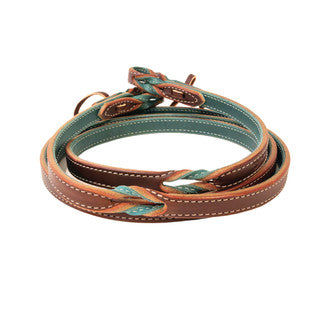 Professional's Choice Roping Rein - Emerald/Burgundy Twist