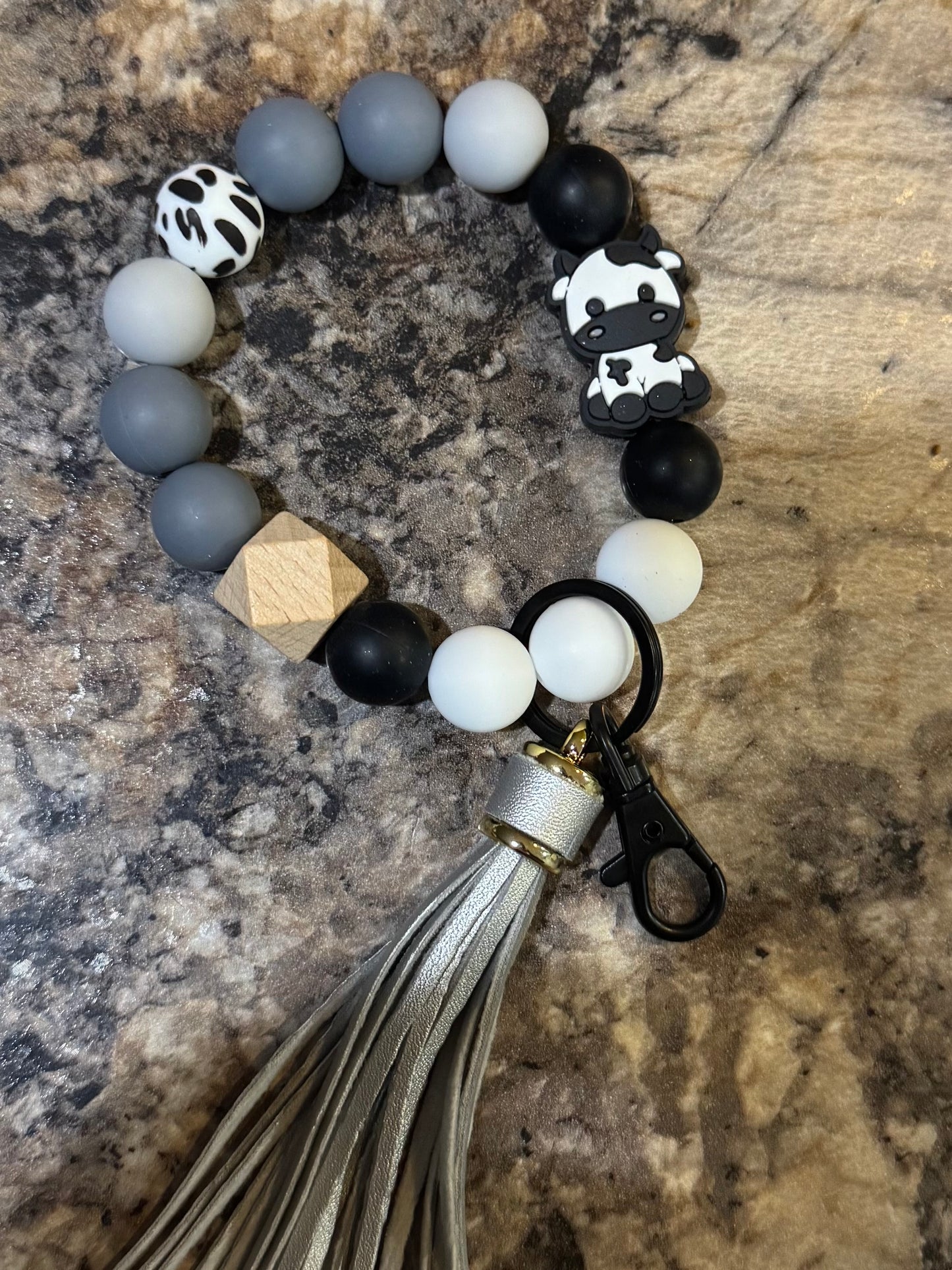 Silicone Bead Wristlet Keychain