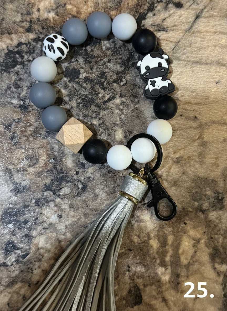 Silicone Bead Wristlet Keychain