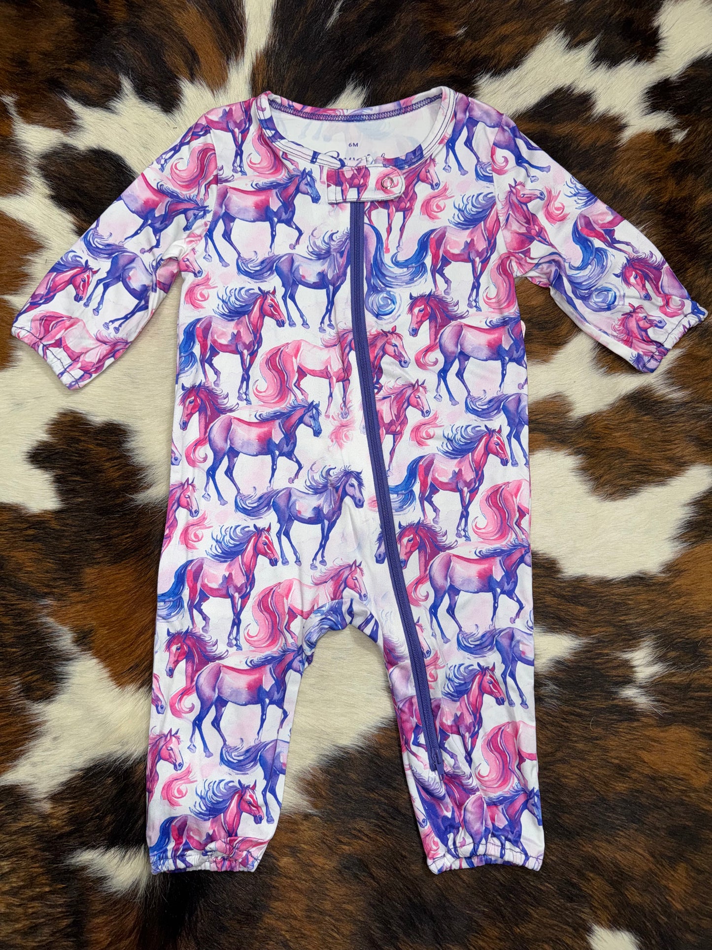 Cowgirl Hardware Infant Purple Wild Horse Romper
