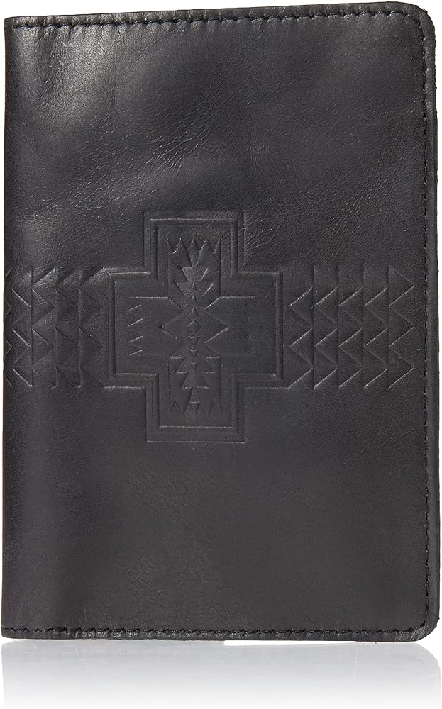 Pendleton Black Leather Embossed Passport Holder