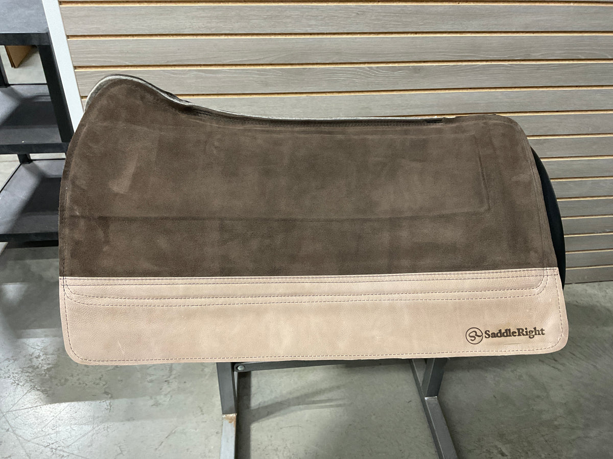 SaddleRight Saddle Pad 32" x 32" - Chocolate Suede & Desert Grizzly