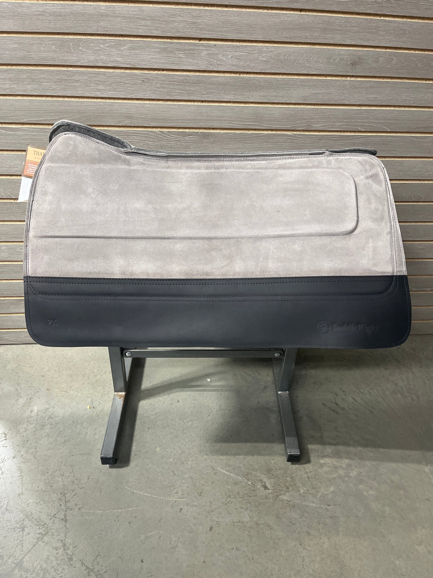 SaddleRight Phoenix Saddle Pad 32" x 34" - Dark Grey Suede & Black Oil Tan Leather