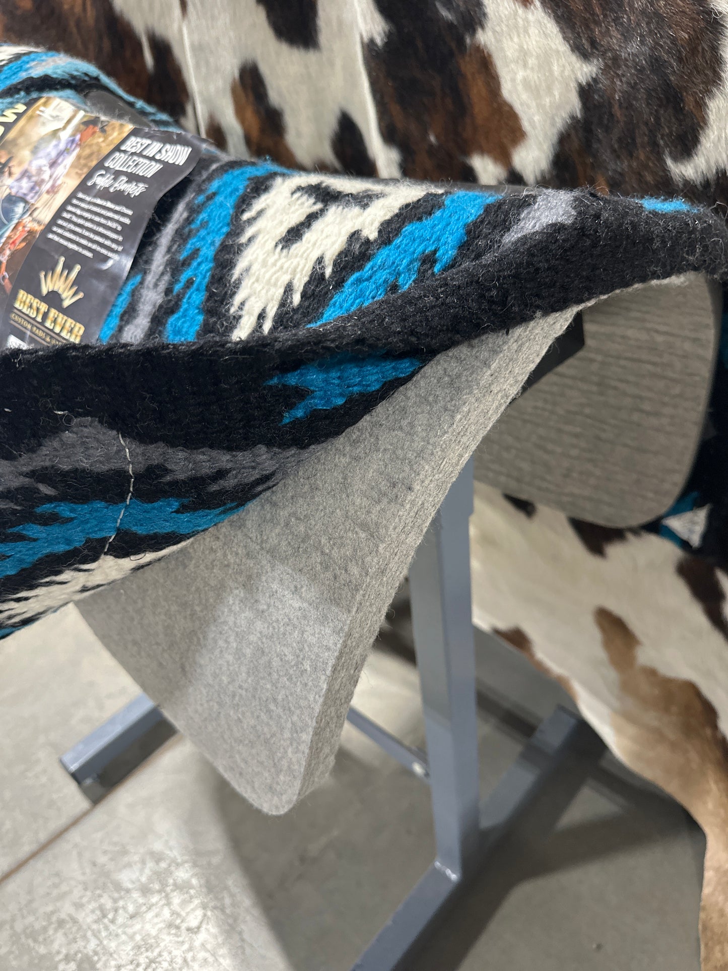 Best Ever Navajo Kush Base Saddle Pad - Las Cruces Black Turquoise (1" thick, 34"x36")