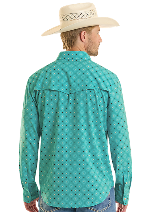 Rock & Roll Men's TEK Turquoise Geo Western Shirt