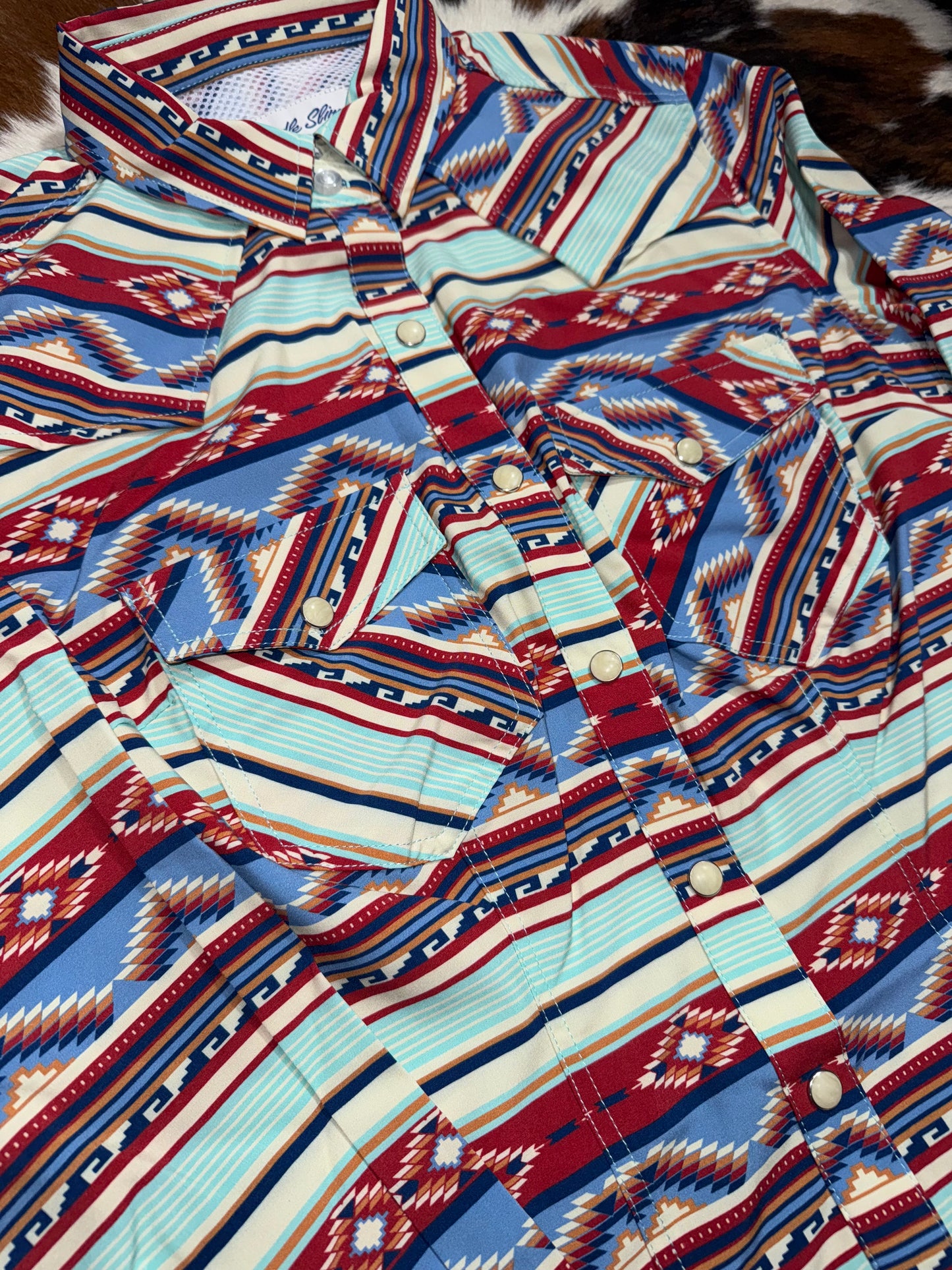 $10 Panhandle Women's Performance Light Navy Aztec Western Shirt