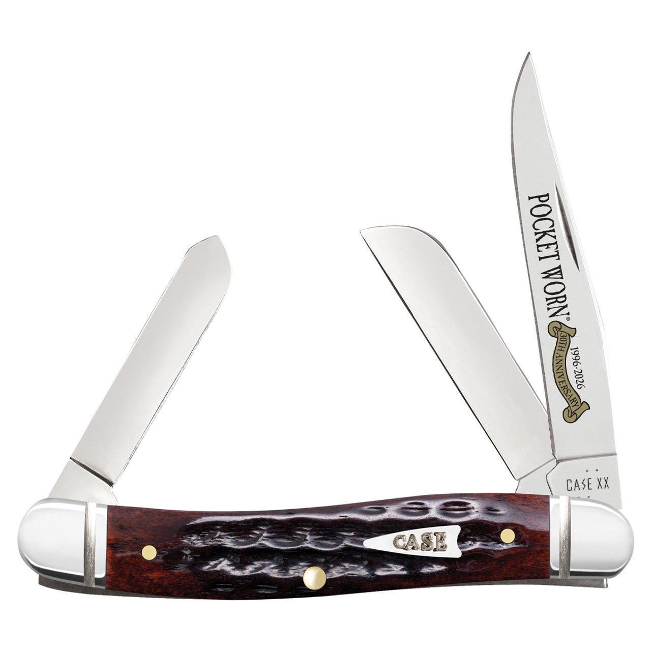 Case Pocket Worn Mahogany Bone with Fluted Bolsters Medium Stockman Knife