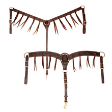 Load image into Gallery viewer, Cowboy Tack Chocolate Harness Breastcollar with Latigo Strings
