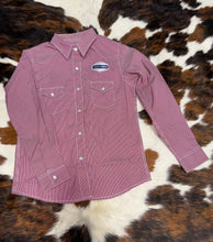 Load image into Gallery viewer, Panhandle Girl&#39;s Dark Dusty Rose Pinstripe Western Shirt
