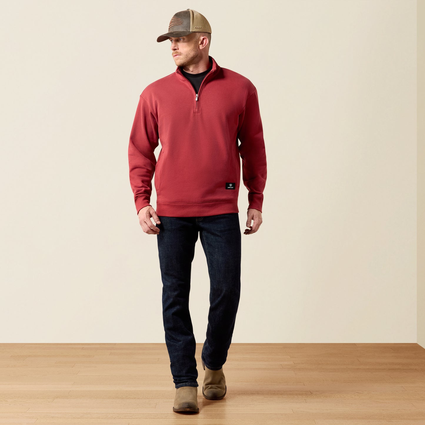 Ariat Men's Brick Red Core ¼ Zip Pullover Sweatshirt