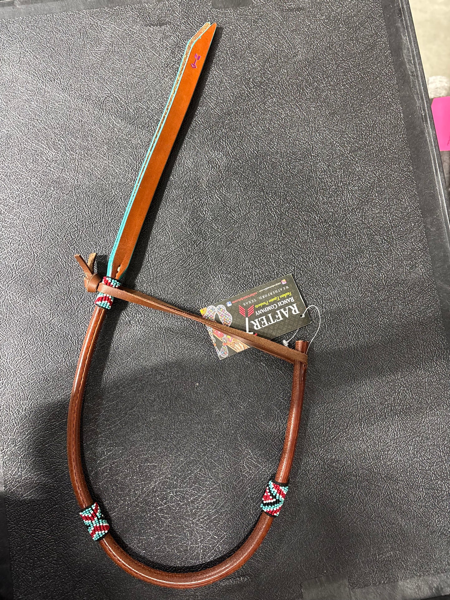 Rafter T Whip with Aztec Design & Turquoise Edge